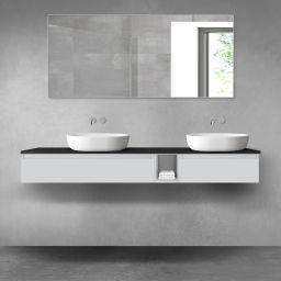 Oltens Vernal zestaw mebli łazienkowych 180 cm z blatem szary mat/czarny mat 68660700