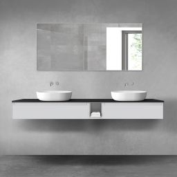 Oltens Vernal zestaw mebli łazienkowych 200 cm z blatem szary mat/czarny mat 68664700