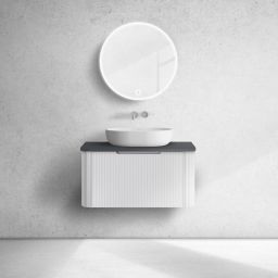 Oltens Hamnes szafka 80 cm podumywalkowa wisząca z blatem biały mat/czarny mat 68670000