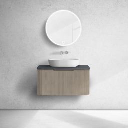 Oltens Hamnes szafka 80 cm podumywalkowa wisząca z blatem dąb/czarny mat 68671060