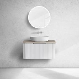 Oltens Hamnes szafka 80 cm podumywalkowa wisząca z blatem biały mat/dąb 68672000