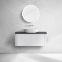 Oltens Hamnes szafka 100 cm podumywalkowa wisząca z blatem biały mat/czarny mat 68674000