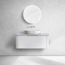 Oltens Hamnes szafka 100 cm podumywalkowa wisząca z blatem biały mat/kaszmir 68675000