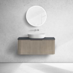 Oltens Hamnes szafka 100 cm podumywalkowa wisząca z blatem dąb/czarny mat 68675060