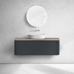 Oltens Hamnes szafka 120 cm podumywalkowa wisząca z blatem czarny mat/dąb 68680300