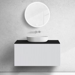 Zestaw Oltens Lun szafka podumywalkowa 100 cm z blatem biały mat/czarny mat 68681000