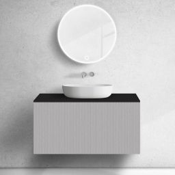 Zestaw Oltens Lun szafka podumywalkowa 100 cm z blatem kaszmir/czarny mat 68681900