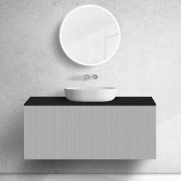 Zestaw Oltens Lun szafka podumywalkowa 120 cm z blatem kaszmir/czarny mat 68682900