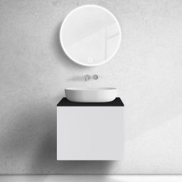 Zestaw Oltens Lun szafka podumywalkowa 60 cm z blatem biały mat/czarny mat 68683000