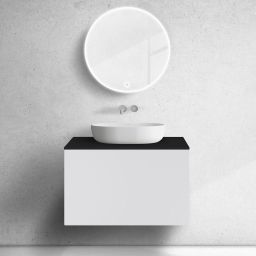 Zestaw Oltens Lun szafka podumywalkowa 80 cm z blatem biały mat/czarny mat 68684000