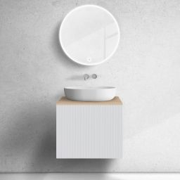 Zestaw Oltens Lun szafka podumywalkowa 60 cm z blatem biały mat/dąb 68687000