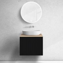 Zestaw Oltens Lun szafka podumywalkowa 60 cm z blatem czarny mat/dąb 68687300