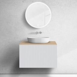 Zestaw Oltens Lun szafka podumywalkowa 80 cm z blatem biały mat/dąb 68688000