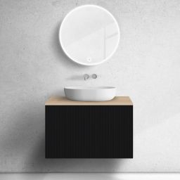 Zestaw Oltens Lun szafka podumywalkowa 80 cm z blatem czarny mat/dąb 68688300