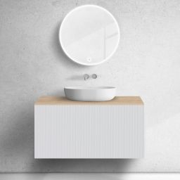 Zestaw Oltens Lun szafka podumywalkowa 100 cm z blatem biały mat/dąb 68689000