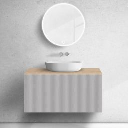 Zestaw Oltens Lun szafka podumywalkowa 100 cm z blatem kaszmir/dąb 68689900