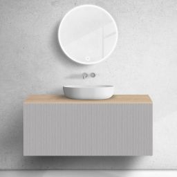 Zestaw Oltens Lun szafka podumywalkowa 120 cm z blatem kaszmir/dąb 68690900