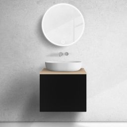 Zestaw Oltens Lun szafka podumywalkowa 60 cm z blatem czarny mat/dąb 68691300