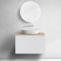 Zestaw Oltens Lun szafka podumywalkowa 80 cm z blatem biały mat/dąb 68692000