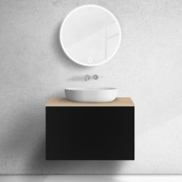 Zestaw Oltens Lun szafka podumywalkowa 80 cm z blatem czarny mat/dąb 68692300