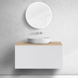 Zestaw Oltens Lun szafka podumywalkowa 100 cm z blatem biały mat/dąb 68693000