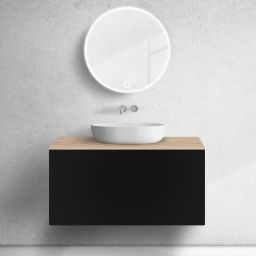 Zestaw Oltens Lun szafka podumywalkowa 100 cm z blatem czarny mat/dąb 68693300