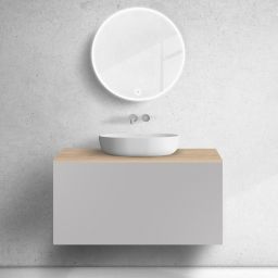 Zestaw Oltens Lun szafka podumywalkowa 100 cm z blatem kaszmir/dąb 68693900