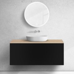 Zestaw Oltens Lun szafka podumywalkowa 120 cm z blatem czarny mat/dąb 68694300