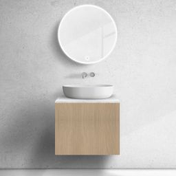 Zestaw Oltens Lun szafka podumywalkowa 60 cm wisząca z blatem Tera dąb/jasny marmur 68698060