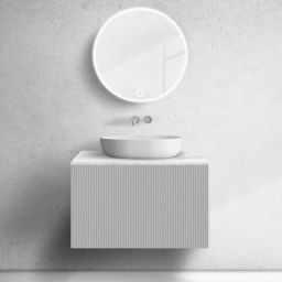 Zestaw Oltens Lun szafka podumywalkowa 80 cm wisząca z blatem Tera kaszmir/jasny marmur 68699900