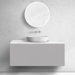 Zestaw Oltens Lun szafka podumywalkowa 120 cm wisząca z blatem Tera kaszmir/jasny marmur 68701900