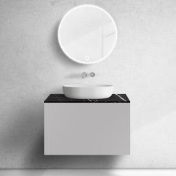 Zestaw Oltens Lun szafka podumywalkowa 80 cm wisząca z blatem Tera kaszmir/czarny marmur 68703900