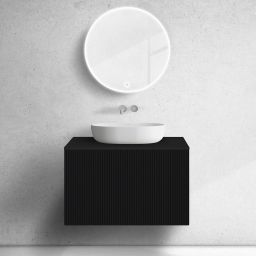 Zestaw Oltens Lun szafka podumywalkowa 80 cm z blatem czarny mat 68731300