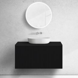 Zestaw Oltens Lun szafka podumywalkowa 100 cm z blatem czarny mat 68732300