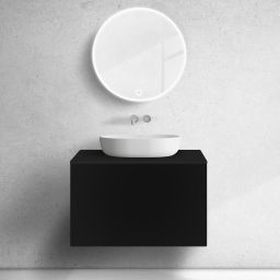 Zestaw Oltens Lun szafka podumywalkowa 80 cm z blatem czarny mat 68735300