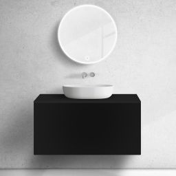 Zestaw Oltens Lun szafka podumywalkowa 100 cm z blatem czarny mat 68736300