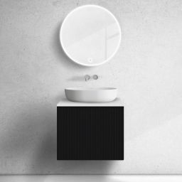 Zestaw Oltens Lun szafka podumywalkowa 60 cm z blatem czarny mat/biały mat 68738300