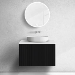 Zestaw Oltens Lun szafka podumywalkowa 80 cm z blatem czarny mat/biały mat 68739300