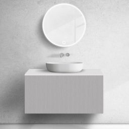 Zestaw Oltens Lun szafka podumywalkowa 100 cm z blatem  kaszmir/biały mat 68740900