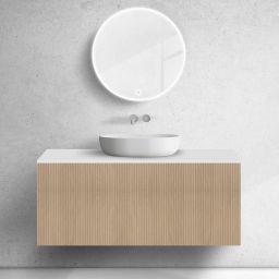 Zestaw Oltens Lun szafka podumywalkowa 120 cm z blatem dąb/biały mat 68741060