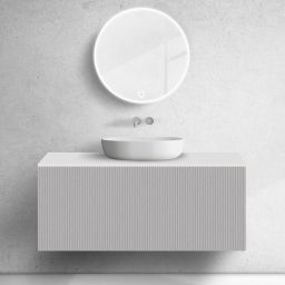 Zestaw Oltens Lun szafka podumywalkowa 120 cm z blatem kaszmi/biały mat 68741900