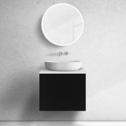 Zestaw Oltens Lun szafka podumywalkowa 60 cm z blatem czarny mat/biały mat 68742300