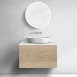 Zestaw Oltens Lun szafka podumywalkowa 80 cm z blatem dąb/biały mat 68743060