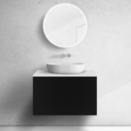 Zestaw Oltens Lun szafka podumywalkowa 80 cm z blatem czarny mat/biały mat 68743300