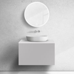 Zestaw Oltens Lun szafka podumywalkowa 80 cm z blatem kaszmir/biały mat 68743900