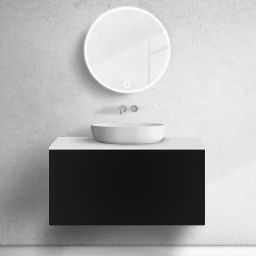 Zestaw Oltens Lun szafka podumywalkowa 100 cm z blatem czarny mat/biały mat 68744300