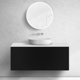 Zestaw Oltens Lun szafka podumywalkowa 120 cm z blatem czarny mat/biały mat 68745300
