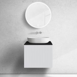 Zestaw Oltens Lun szafka podumywalkowa 60 cm z blatem biały mat/czarny mat 68746000