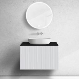 Zestaw Oltens Lun szafka podumywalkowa 80 cm z blatem biały mat/czarny mat 68747000