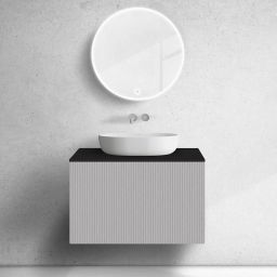 Zestaw Oltens Lun szafka podumywalkowa 80 cm z blatem kaszmir/czarny mat 68747900